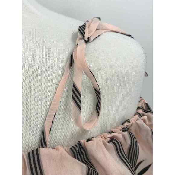 Loft Blouse Womens 6 Peach Off The Shoulder Striped Floral Ruffle Top Casual - Picture 5 of 8